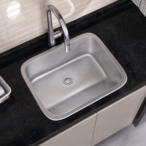 Tanque Lavanderia 55 X 45 Aço Inox 201 com Válvula Tubrax