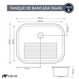 Tanque Lavanderia 55 X 45 Aço Inox 201 com Válvula Tubrax - 8