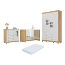 Ver imagem 1 de Quarto de Bebê Completo com Berço 3 em 1 com Colchão Incluso Sol Multimóveis Mp4534 Madeirado/