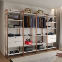 Ver imagem 1 de Guarda Roupa Aberto Industrial Casal Modulado Completo Branco Cabideiro com Gavetas Base Cobre