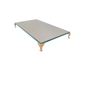 Bandeja em Espelho Prata 12x22cm com Pés Metálicos Dourados