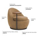 Ver imagem 5 de Poltrona Kaira Mesa Lateral Direita Base Fixa Preto Bouclé Camel - Nexta Casa