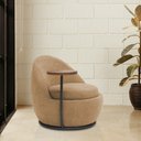 Ver imagem 7 de Poltrona Kaira Mesa Lateral Direita Base Fixa Preto Bouclé Camel - Nexta Casa