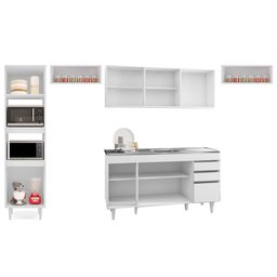 Armário de Cozinha Modulada 5 Peças CP15 com Pia Inox Branco - Lumil Lumil Móveis - 5