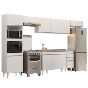 Armário de Cozinha Modulada 5 Peças CP15 com Pia Inox Branco - Lumil Lumil Móveis