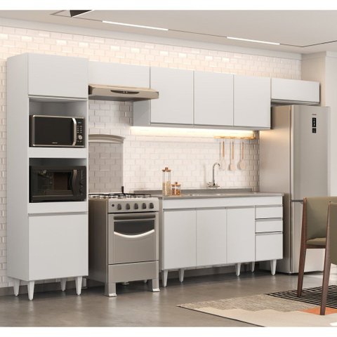 Armário de Cozinha Modulada 5 Peças CP15 com Pia Inox Branco - Lumil Lumil Móveis