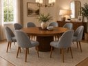 Ver imagem 1 de Kit 8 Cadeiras Lua Estofada Moderna Sala de Jantar Suede Cinza