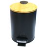 Lixeira 3l C/ Pedal e Tampa de Bambu N2443746 Preto -quanhe - 2
