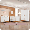 Ver imagem 2 de Quarto de Bebê Berço + Cômoda + Guarda Roupas Branco Fosco Flip com Colchão