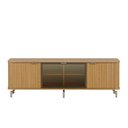 Ver imagem 2 de Rack para TV até 75” 3 Portas com Vidro Reflecta e LED Neon Float 169 cm - Carvalho c/ Champanhe