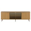 Ver imagem 6 de Rack para Tvs até 75” 3 Portas Vidro Reflecta e LED Interno Neon Float 169cm - Carvalho c/ Champanhe