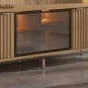Ver imagem 3 de Rack para Tvs até 75” 3 Portas Vidro Reflecta e LED Interno Neon Float 169cm - Carvalho c/ Champanhe