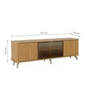 Ver imagem 4 de Rack para Tvs até 75” 3 Portas Vidro Reflecta e LED Interno Neon Float 169cm - Carvalho c/ Champanhe