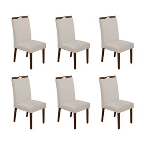 Kit 6 Cadeiras de Jantar Madeira Maciça Mel Premium Heloísa Veludo Bege