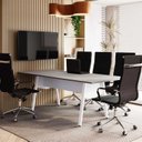 Ver imagem 2 de Mesa de Reunião 200cm para 8 Pessoas com Tampo Chanfrado Industrial Executive Cinza Sagrado/Branco