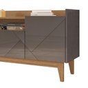 Ver imagem 5 de Rack Bancada Tv 60 Pol 158cm Pé Madeira Margot Cinza/cedro C14 - Mpozenato