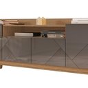 Ver imagem 6 de Rack Bancada Tv 60 Pol 158cm Pé Madeira Margot Cinza/cedro C14 - Mpozenato