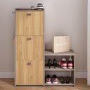 Ver imagem 3 de Sapateira Vertical 3 Gavetas Banco Prateleira Sapatos Gancho Bolsa Hall Entrada Quarto Fendi/hanover