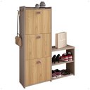 Ver imagem 1 de Sapateira Vertical 3 Gavetas Banco Prateleira Sapatos Gancho Bolsa Hall Entrada Quarto Fendi/hanover