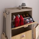 Ver imagem 5 de Sapateira Vertical 3 Gavetas Banco Prateleira Sapatos Gancho Bolsa Hall Entrada Quarto Fendi/hanover