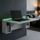Ver imagem 1 de Escrivaninha Mesa Dobrável com Nichos e LED Verde Neon 78,5cm Branco