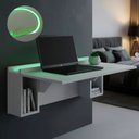 Ver imagem 4 de Escrivaninha Mesa Dobrável com Nichos e LED Verde Neon 78,5cm Branco