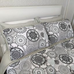 Cobre Leito Queen 3 Peças Malha 100% Algodão Zono Enxovais Mandala Cinza/ Smoke - 2