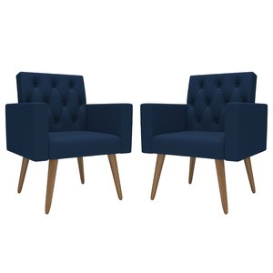 Kit 2 Poltronas Thais Premium: Azul-marinho/corino