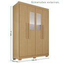 Ver imagem 3 de Guarda-Roupa com Pés e Espelho 4 Portas 3 Gavetas 100% MDF Veneza Marrom/Jequitiba