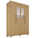 Ver imagem 2 de Guarda-Roupa com Pés e Espelho 4 Portas 3 Gavetas 100% MDF Veneza Marrom/Jequitiba