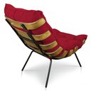 Ver imagem 5 de Kit Poltrona Costela com Puff para Sala Suede Vermelho