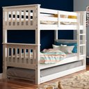 Ver imagem 2 de Beliche Madeira Maciça com Cama Auxiliar 730x715b Branco Lavado Marjori