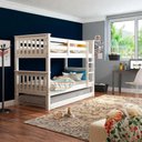 Ver imagem 4 de Beliche Madeira Maciça com Cama Auxiliar 730x715b Branco Lavado Marjori