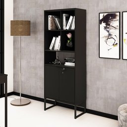 Armário 2 Portas com Chave Pes Tubular Me4155 Preto Tecno Mobili - 7