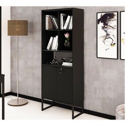 Armário 2 Portas com Chave Pes Tubular Me4155 Preto Tecno Mobili - 1