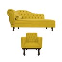 Ver imagem 2 de Kit Diva Recamier Diana 185cm Lado Direito e 01 Poltrona Classic Suede - Doce Sonho Móveis RECAMIER