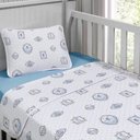 Ver imagem 2 de Jogo de Cama Tecebem Malha Berço Estampado George 3 Peças Azul