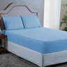 Conjunto Lençol Cama Casal 3 Peças 400 Fios com Elástico e Fronhas Toque Macio:azul Piscina - 2