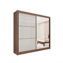 Ver imagem 1 de Guarda Roupa Titanium 2 Portas 6 Gavetas com Espelho sem Pés D Doro Castanho/off White