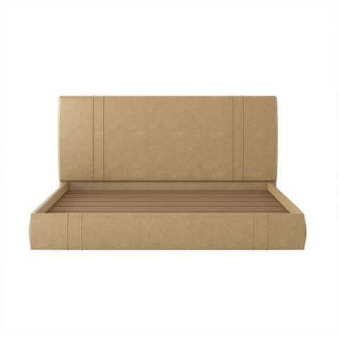Cama Moderna Aspen King Box com Cabeceira Estofada Base Flutuante Pu Bege G99 - Gran Belo