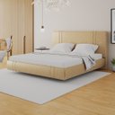 Ver imagem 2 de Cama Moderna Aspen King Box com Cabeceira Estofada Base Flutuante Pu Bege G99 - Gran Belo