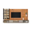 Ver imagem 6 de Conjunto Painel Rack 2 Módulos Laterais e 2 Cristaleiras Been Mdp/mdf Tv até 75 Canela/gris G77 - Gr