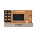 Ver imagem 5 de Conjunto Painel Rack 2 Módulos Laterais e 2 Cristaleiras Been Mdp/mdf Tv até 75 Canela/gris G77 - Gr
