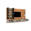 Ver imagem 7 de Conjunto Painel Rack 2 Módulos Laterais e 2 Cristaleiras Been Mdp/mdf Tv até 75 Canela/gris G77 - Gr