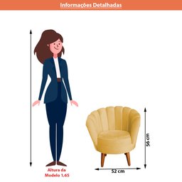 Kit 2 Poltronas Infantis Decorativa Sala de Estar Pétala Veludo Amarelo - 5