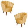 Kit 2 Poltronas Infantis Decorativa Sala de Estar Pétala Veludo Amarelo - 1