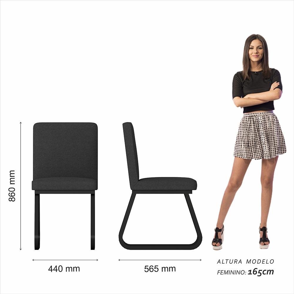Mesa com 6 Cadeiras Industrial 1,8 Aspen Pr/pr/graf - Móveis Arapongas Preto Fosco/preto/linho - 5