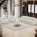 Ver imagem 2 de Sofá 3 Lugares Curvo Orgânico com 02 Poltronas para Sala Living 220cm Barolo L06 Linho Cru - Lyam de