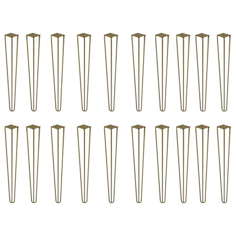 Kit 20 Pés de Metal 60 CM Hairpin Legs Mesa de Canto Aparador Dourado