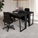 Ver imagem 1 de Mesa Escrivaninha Dupla 30mm Pés Metal com Régua para Tomadas F5 Office Cor:Preto